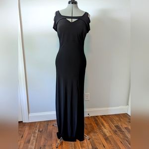 Strappy black formal knit dress